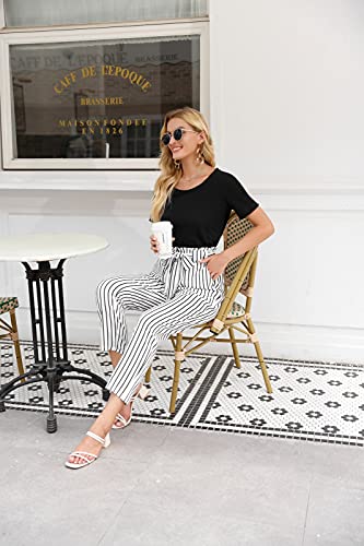 GRACE KARIN Women's Striped Casual Cropped Pants GRACE KARIN Women's Striped Casual Cropped Pants